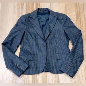 Theory Size 6 Wool Blazer Suit Jacket - Charcoal Gray Pinstripe